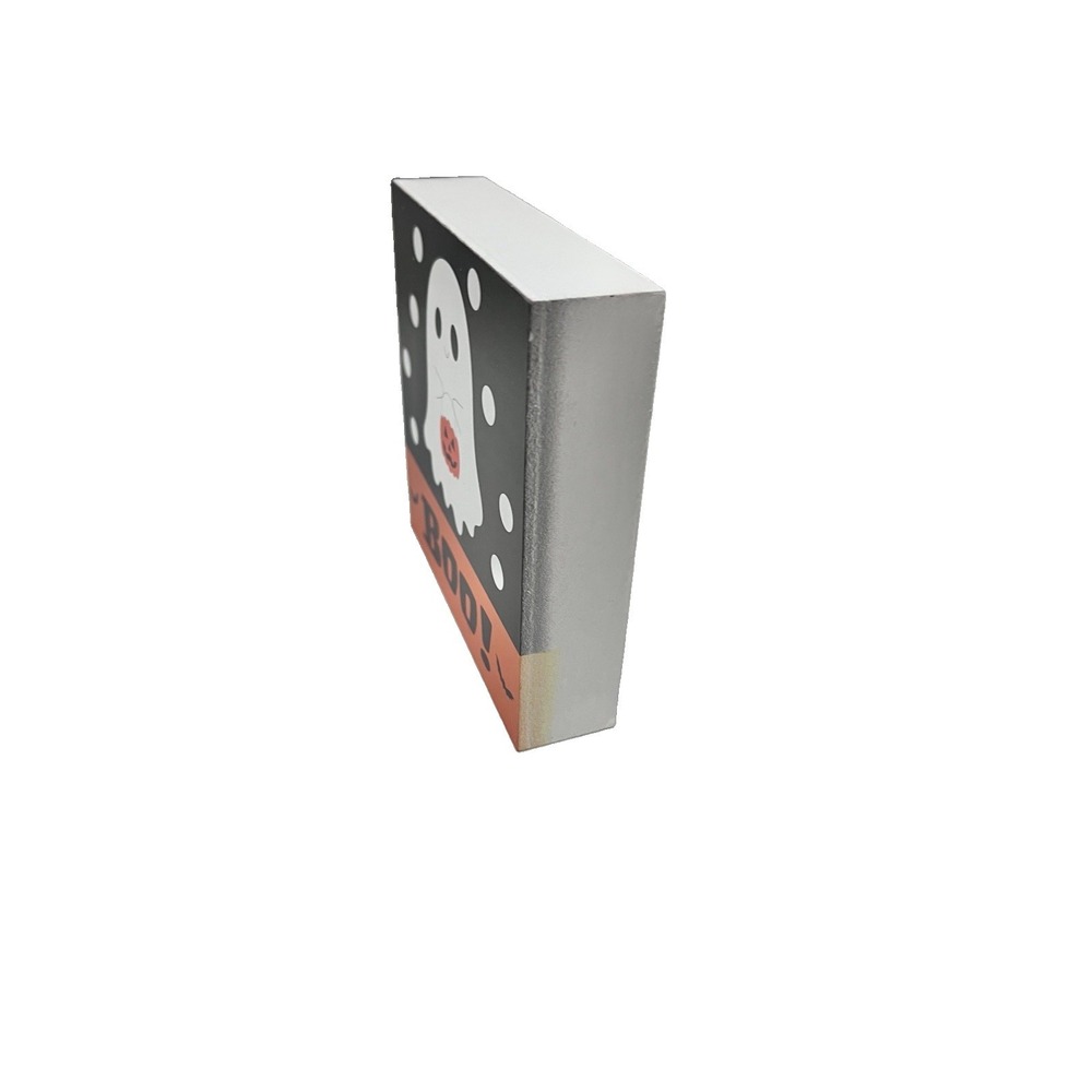 Boo Halloween Ghost Freestanding Wood Sign Desk Shelf Decor Holiday Accessory - Picture 6 of 6